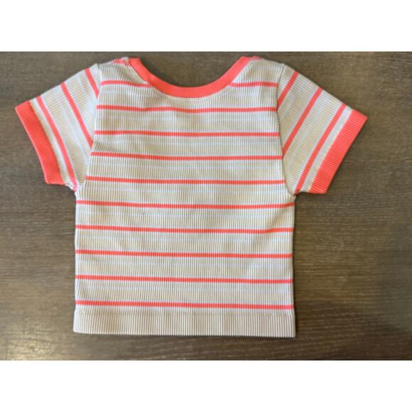 OFFLINE by AERIE Coral Stripe Compression Top Shirt Cropped size XS Workout - Picture 2 of 6